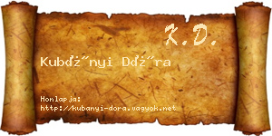 Kubányi Dóra névjegykártya